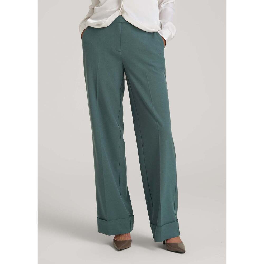 American Tall Wide-Leg Cuffed Pants for Tall Women in Balsam Green Size 8 / Ext